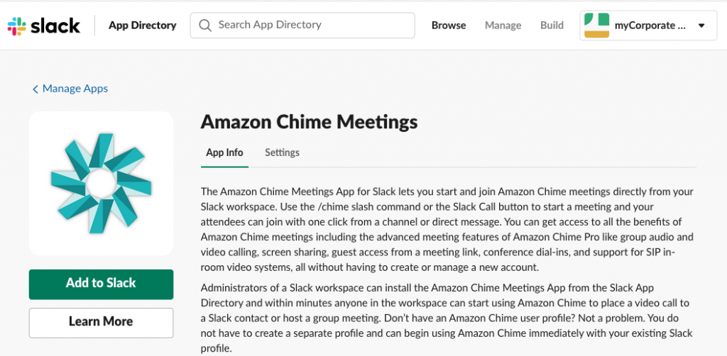 Integrating Slack and Amazon Chime